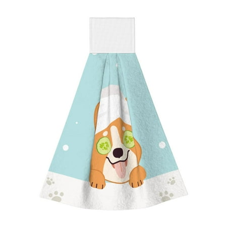 

Coaee Corgi With Towel Ans Slice Cucumber for Fast Absorbent Hanging Towels with Velcro for Kitchen Bathroom Laundryroom