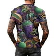 thumbnail image 3 of Resicozy Mardi Gras Shirt for Men Funny Print Pullovers Fashion Casual Crew Neck Short Sleeve Shirts Purple L, 3 of 5