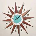 thumbnail image 1 of Reloj de pared moderno con movimiento de cuarzo, 18 pulgadas, PVC plano, estilo medieval, con diseño de estrella y sol, con diseño de ojo de cerradura para colgar, decoración de mediados de siglo, 1 of 2
