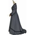 thumbnail image 4 of Victorian Edwardian 1890s Dress Vintage Striped Jacket Skirt Gothic Steampunk Ball Gown Dress for Women, 4 of 7