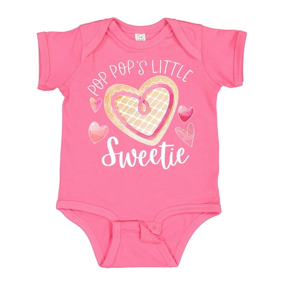 Inktastic Pop Pop's Little Sweetie with Pink Heart Cookie Boys or Girls Baby Bodysuit