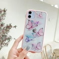 thumbnail image 2 of Compatible with iPhone 13 Pro Max Butterfly Bling Clear Case for Women, Glitter Shiny Star Pattern for Girls Flexible Transparent Soft TPU Sparkle Cute Sequins Protective Phone Case Pink, 2 of 9