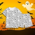 thumbnail image 2 of Shadoumai Halloween Two Piece Outfit Boys Girls Kids DIY Doodle Print Shorts Top Loose Soft Fabric Indoor Play Wear Ages 2–12 Kid Casual Drawing Ensemble, 2 of 5