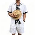 thumbnail image 3 of Migroa Men's Linen Shirts Shorts Outfits Beach 2 Pieces Sets Button Down Suit Casual Summer Tracksuit Vacation Clothes Matching Outfits White Xl, 3 of 5