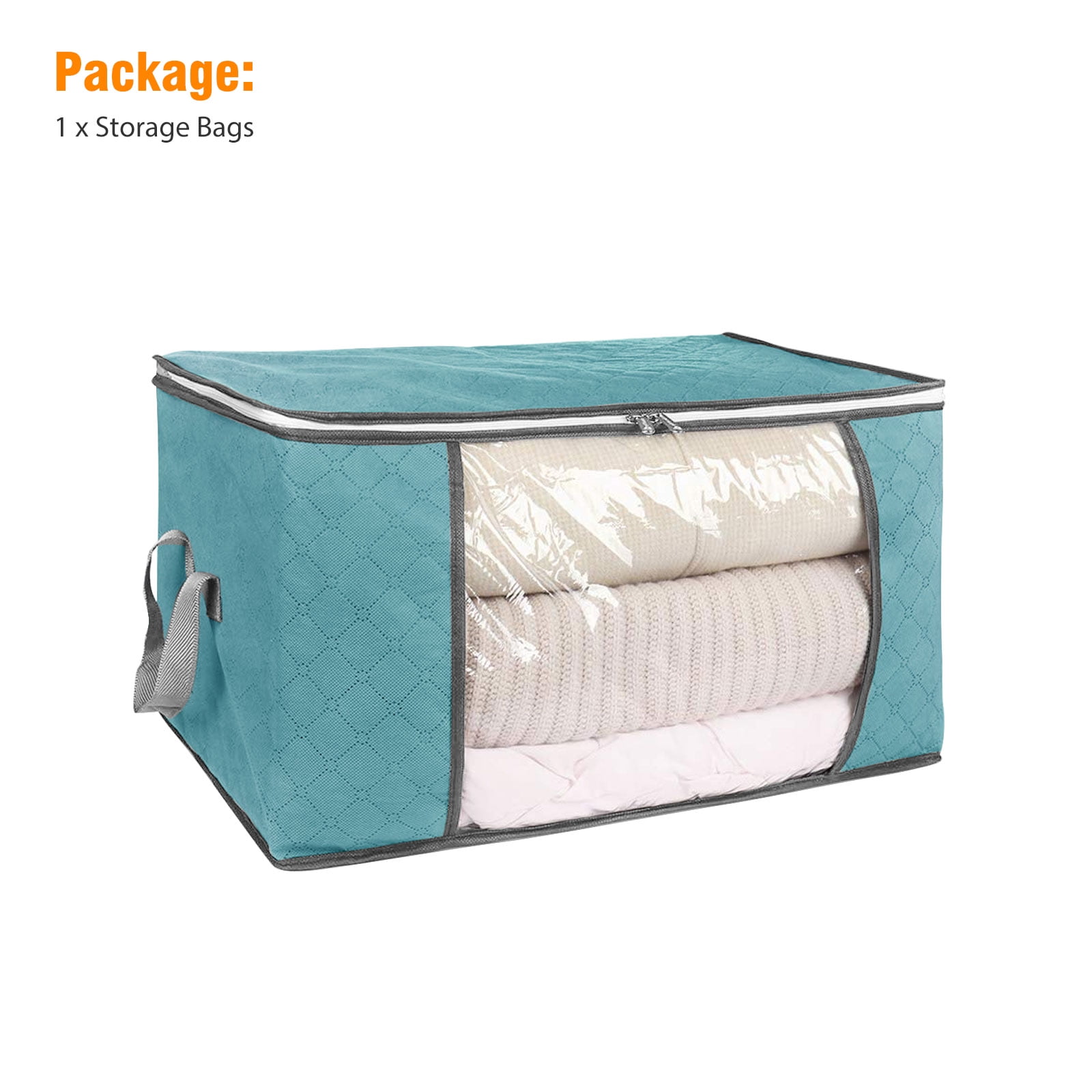 Large Foldable Non-woven Clothes Quilt Blanket Zipper Storage Bag Organizer Box
