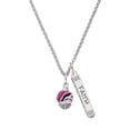 thumbnail image 1 of Delight Jewelry Silvertone Wide Hot Pink Zebra Print Band Spinner Silvertone Believe Faith Prayer Hope Bar Charm Necklace, 23", 1 of 4