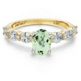 thumbnail image 3 of Gem Stone King 14K Two Tone Gold Green Prasiolite and Lab Grown Diamond Engagement Ring for Women | 1.65 Cttw | Oval 7X5MM | Gemstone Birthstone | Size 8, 3 of 6