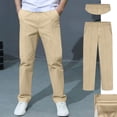 thumbnail image 3 of School Uniform For Boys Fit Stretch Pants With Pockets Straight Pants Beige School Pants For Boys Back To School Outfits For Boys Preppy Clothes 13-14 Years, 3 of 5