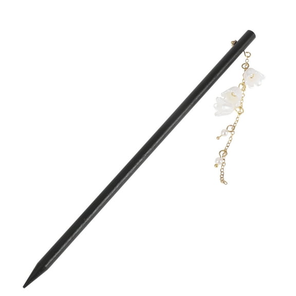 Unique Bargains 1 Pc Hair Chopstick Wind Chime Style Hair Hairpin for Women Black Gold Tone