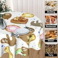 thumbnail image 4 of Winter Snowman Blue Tablecloth Round 60 Inch Let It Snow Washable Polyester Table Cover for Kitchen Holiday Party Outdoor Room Home Decor, 4 of 6