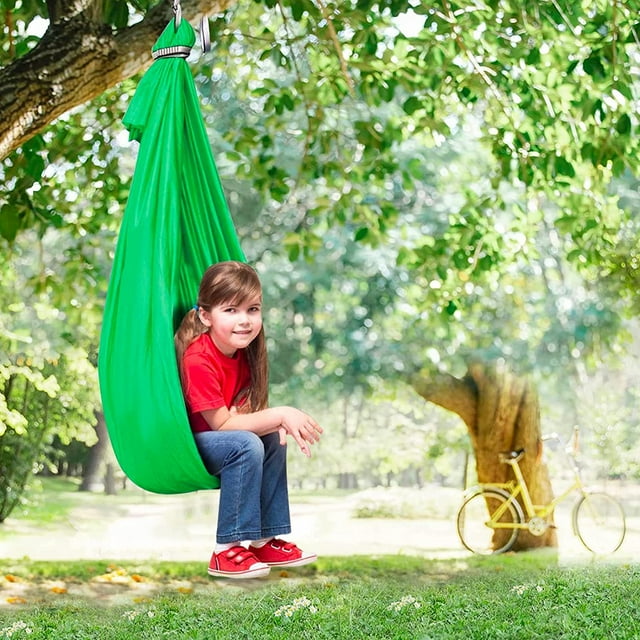 Hamac columpio de terapia infantil Hamas suave mecedora colgante Cuddle Pod 100 x 280 cm tela columpio colgante interior y exterior ni?os-(verde) ZefeiWu 1327533467308