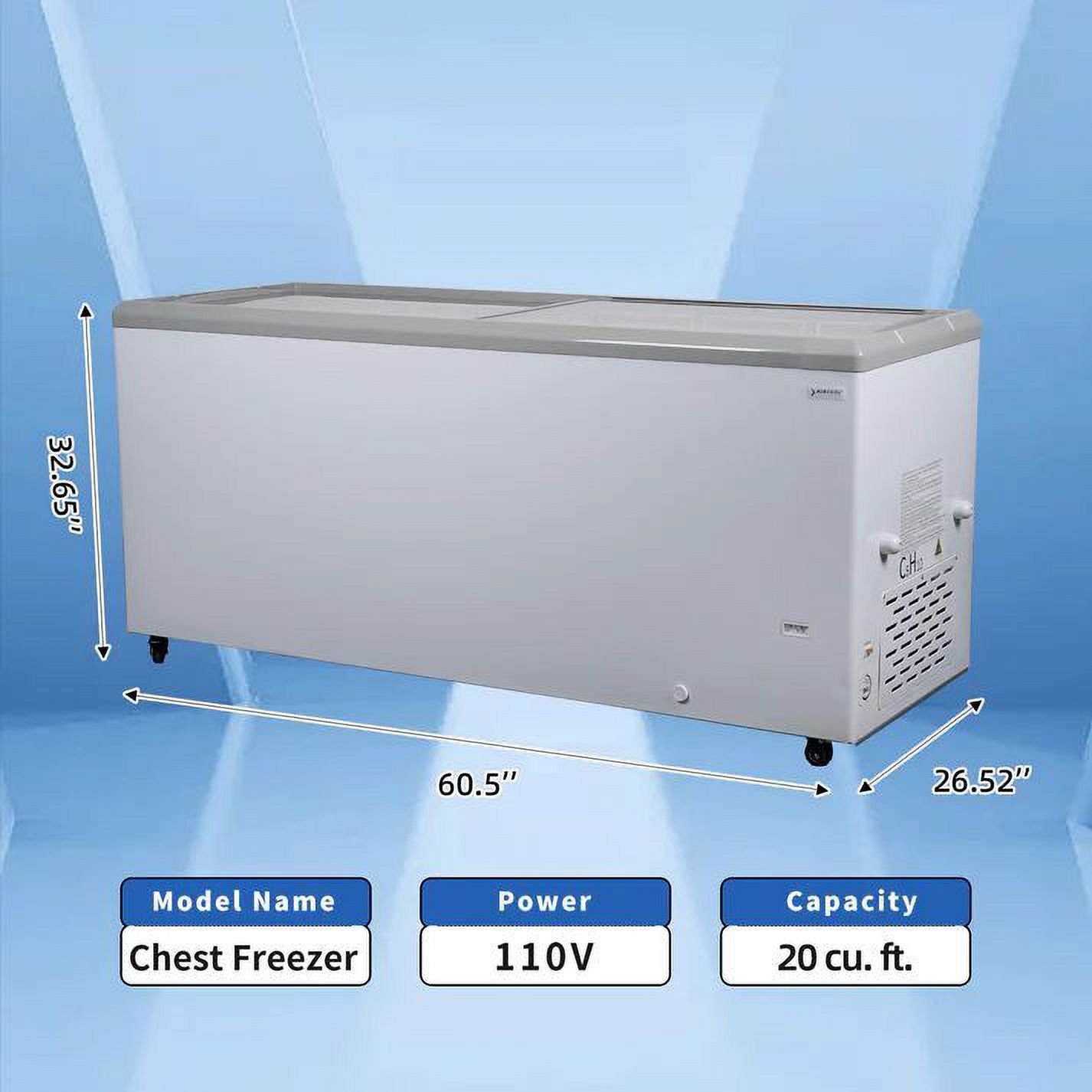 NAFCOOL 20 Cu. Ft Horizontal Freezer - Commercial Refrigerator, Glass Door Refrigerator, LED Lighting, White
