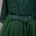 thumbnail image 6 of IBTOM CASTLE Flower Girls 3/4 Sleeve Deep V-Back Tulle Vintage Lace Wedding Party Long Dress Formal Princess Communion Pageant Maxi Gown 4-5 Years Dark Green, 6 of 8