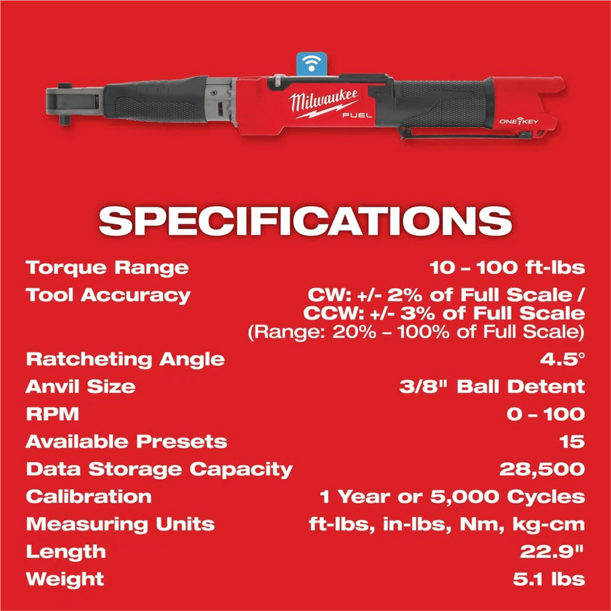 Milwaukee 2465-20 M12 FUEL 3/8" Digital Torque Wrench with ONE-KEY
