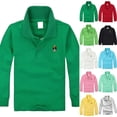 thumbnail image 4 of Boys Polo Shirt Performance Button Closure Collared Uniform Shirts Long Sleeve Golf Polo Shirt Soft Breathable Activewear Tops Gray 150, 4 of 5