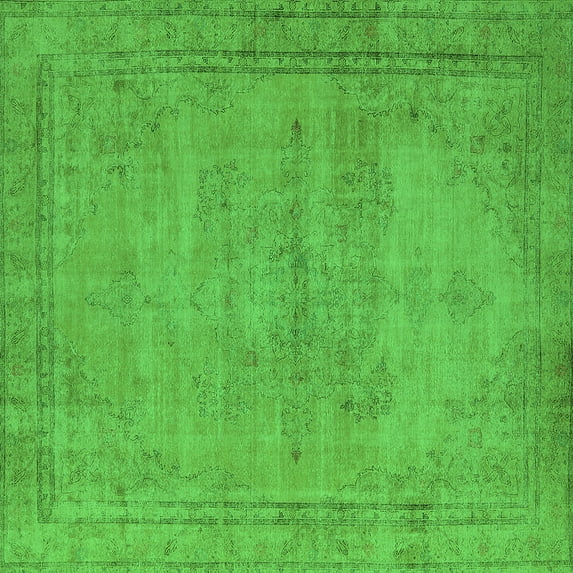 Ahgly Company Indoor Square Oriental Green Industrial Area Rugs, 8' Square