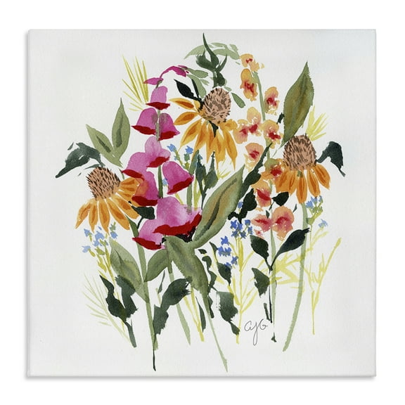 Stupell Industries Abstract Varied Bouquet Botanical & Floral Painting Gallery Wrapped Canvas Art Print Wall Art, 17 x 17