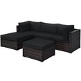 thumbnail image 1 of Patiojoy 5-Piece Outdoor Patio Sectional Rattan Sofa Set with Soft Back and Seat Cushion Black, 1 of 10