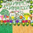 thumbnail image 2 of Falda de mesa Tropical de fiesta hawaiana DIY, faldas de hierba hawaiana, boda, cumpleaños, verano, flamenco, Luau, mantel de playa, decoración de jardín, 2 of 4