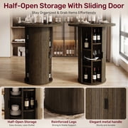 Hawsaiy Round Bar Table with Storage, 31.5 Pub Table with Sliding Door Cabinet, 39.6 Tall Bar Height Table, Modern Bistro Cocktail Table for Kitchen, Dining Room, Home Bar, Small Spaces