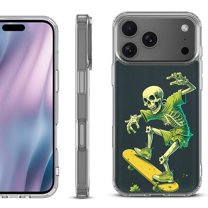 For iPhone 17 Pro Max Protective Shockproof Phone Case, by OneToughShield - Skeleton Skater