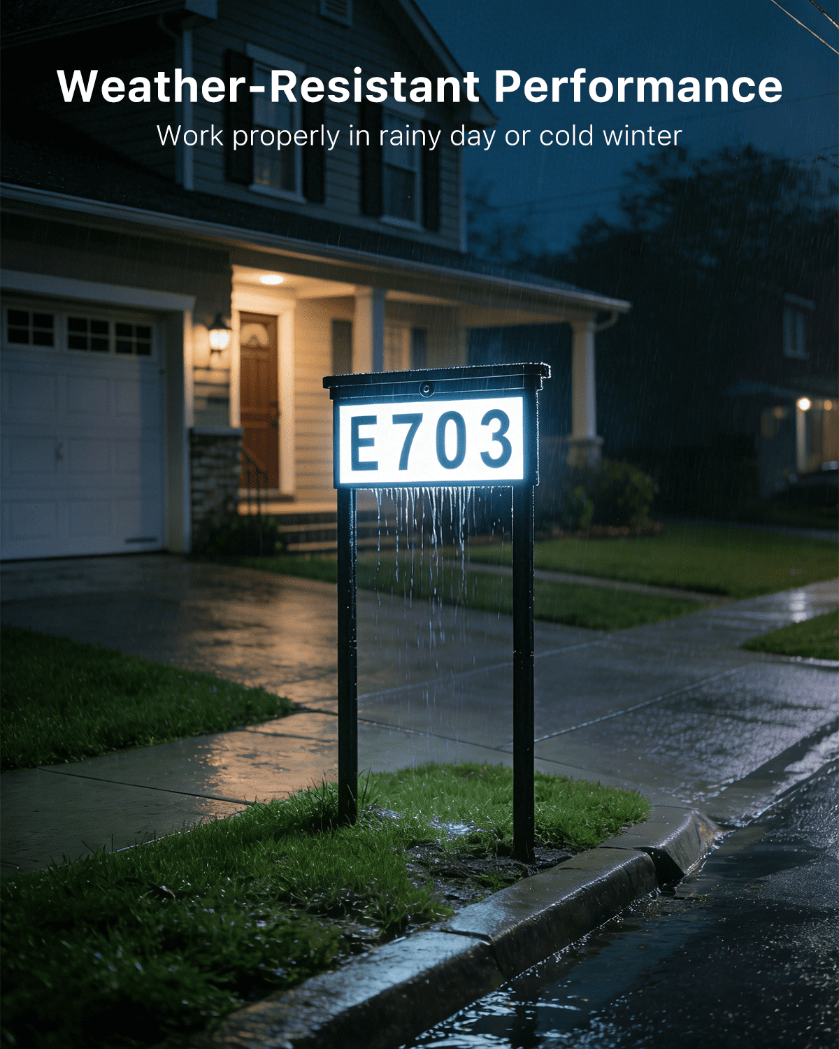 Yinghao Solar House Numbers Outdoor Waterproof Light up House Address Plaque, 3 Colors Dual Sided Stakes Installation Lighted Sign for Home, Mailbox