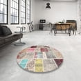 thumbnail image 3 of Ahgly Company Indoor Round Contemporary Dark Almond Brown Patchwork Area Rugs, 8' Round, 3 of 6