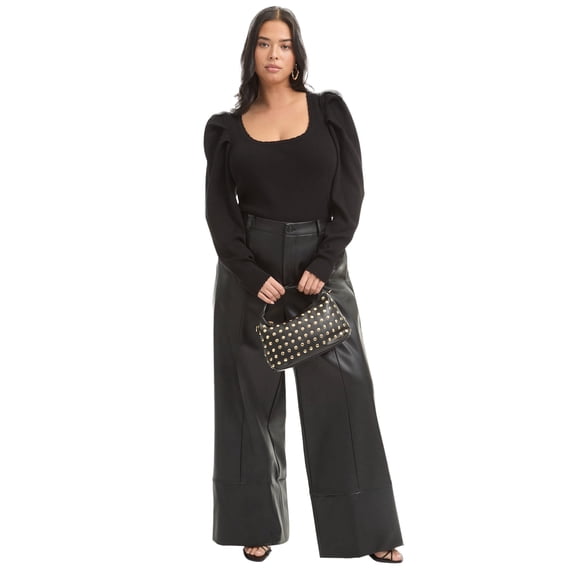 June & Vie Women's Plus Size Mutton Sleeve Sweater