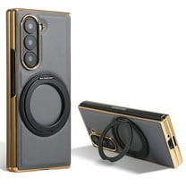 Decase for Samsung Galaxy Z Fold 7 5G Case,Compatible with Mag-safe, Soft TPU Plating Bumper Electroplated with Magnetic Stand Ring Holder Military Grade Shockproof Case Samsung Galaxy Z Fold 7,Gray