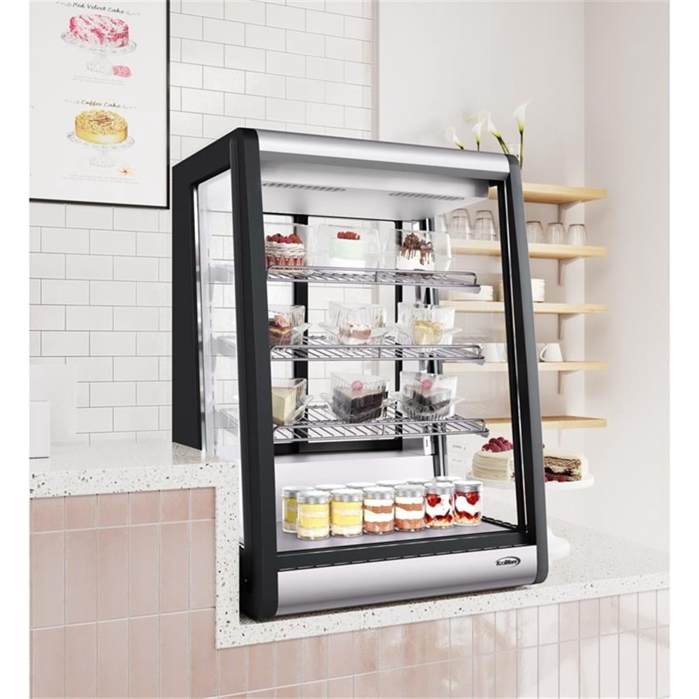 Pemberly Row Silver 24" 4 Tier Commercial Countertop Bakery Display Refrigerator