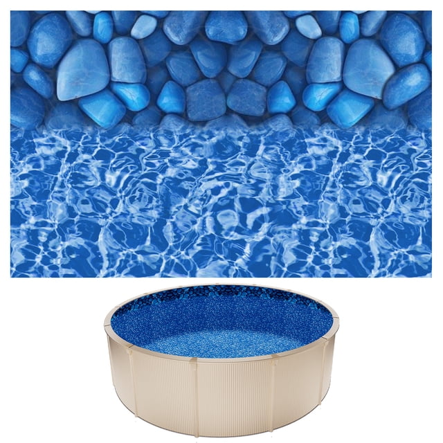 VEVOR 15ft Pool Liner, Round Overlap Swimming Pool Liner for 54 in Wall Height, Premium Vinyl, Easy Install with Leak-Proof Patches