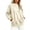Beige, variant on Women's Half Flannel Pullover Sweatshirt Loose Loungewear Casual Long Sleeve Top with Pockets