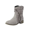 thumbnail image 2 of Viluyesy Womens Mid Calf Boots, Chunky Heels Trendy Tassel Round Toe Fall Winter Western Suede Boots Gray, 2 of 8