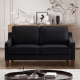 thumbnail image 4 of Modern 2-Seater Velvet Loveseat Sofa with Spring Cushions and Solid Wood Legs, Black, 4 of 10
