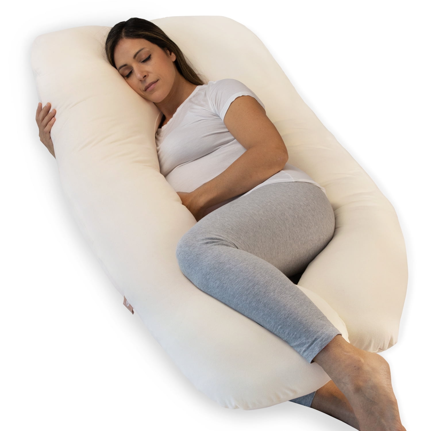 Extra Comfort U-Shaped Pregnancy Pillow Case Maternity Full Body Support White 