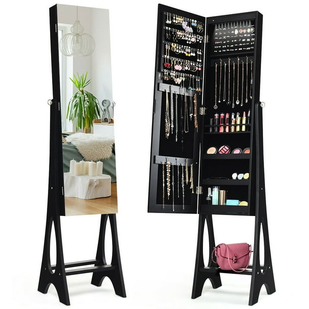 Costway Led Jewelry Cabinet Armoire, Armoire Mirror Jewelry Boxes