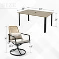 thumbnail image 4 of 7-Piece Outdoor Patio Dining Set, Six Swivel Rattan Chairs with Cushion and Pillow for 6-Person with Umbrella Hole, 4 of 7