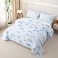 thumbnail image 3 of Erosebridal Watercolor Blue Plaid Bow Twin Quilt Set for Girls, Fashion Ribbon Twin Coverlet Set, 2pcs, 3 of 7