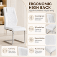 thumbnail image 7 of JUFU Modern White Dining Chairs Set of 4, Faux Leather High Back with Chrome Legs, 7 of 7