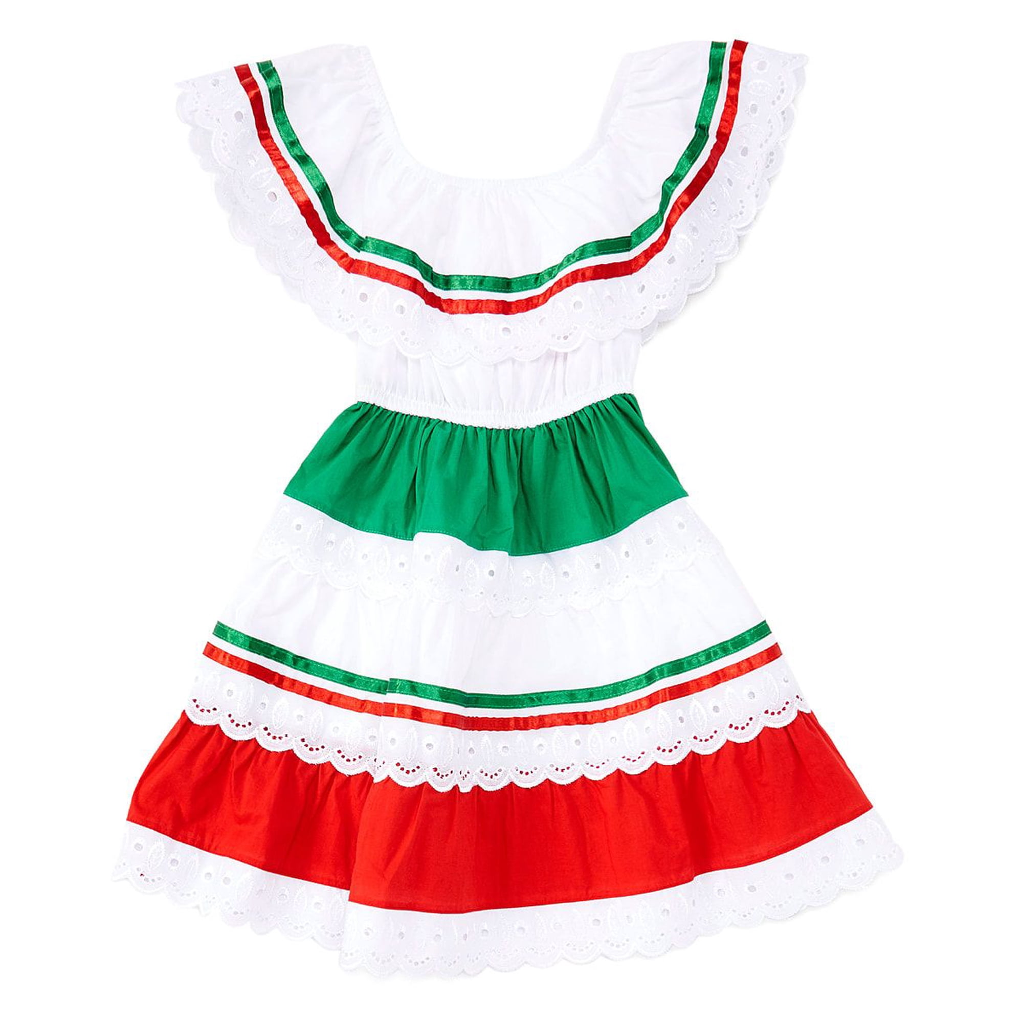 unik Girl's Traditional Mexican Cinco De Mayo Fiesta Dress Red Size 6