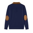 thumbnail image 3 of LNZGNM Men's Quarter Zip Sweaters Faux Suede Patchwork 1/4 Zipper Pullover Lightweight Slim Fit Long Sleeve Sweatshirts Athletic Workout Lapel Top,Navy XL, 3 of 7