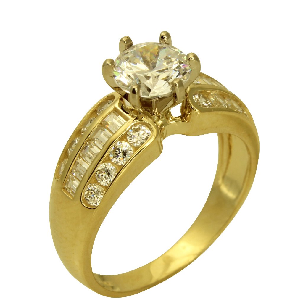 1.25 Ct 14K Yellow Gold Cathedral Round Engagement Wedding Propose Promise Ring 1.25 Ct 14K Yellow Gold Cathedral Round Engagement Wedding Propose Promise Ring