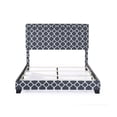 thumbnail image 3 of Home Fare Marine Navy Quatrefoil Upholstered Queen Bed with Nail Head Trim, 3 of 8
