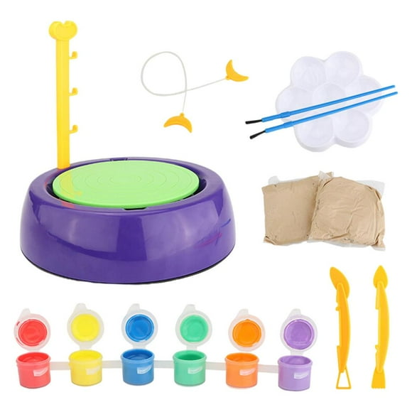 KLKCMS Kit de Bricolage Roue de Poterie pour Enfants Débutants Kits de Peinture Accessoires Scolaires 1 Ensemble