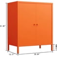 thumbnail image 3 of Small 2 Transparent Door Metal Storage Side Buffet Cabinet for Bed Room,Living Room,Entryway,Hallway,Home,Hotel,Office,Garage,Kitchen,1 Removable Shelf. (Metal Door, Orange), 3 of 13