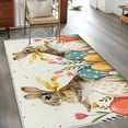 thumbnail image 2 of 3'x5' Rug for Living Room Bedroom, Easter Bunny Eggs Washable Area Rugs Non-Slip Carpet Mats, Spring Tulip Daisy Flowers Leaves Pastoral Indoor Low Pile Area Rug Runner for Kitchen, Mudroom, 2 of 8