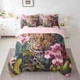 thumbnail image 2 of Homewish 3D Leopard Animal Bedding Comforter Set 7 Pieces, Jungle Cheetah Wildlife Full Bedding Set, Modern Fashion Reversible Fitted Sheet Flat Sheet, Super Cozy Room Decor, 2 of 7