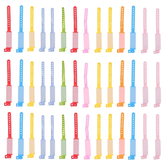 BESTYASH 100Pcs Assorted Color PVC Anti Lost Identification Wristband Reusable Writable Safety Bracelet
