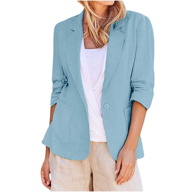 Vestidos Casuales Para Mujer, Blusas De Mujer De Moda Blusa tipo cárdigan informal con cuello vuelto y mangas 3/4 para mujer