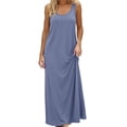 thumbnail image 4 of Women's Sleeveless Maxi Slip Dress, Modal Nightgown Dress for Women, Relaxed Fit Long Sleep Dress, Loungewear and Beach Cover Up-Blue, 4 of 10